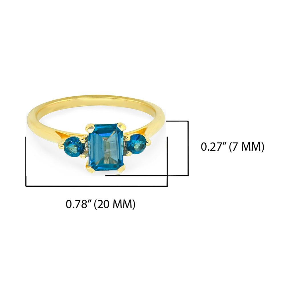 1.65 Ct. London Blue Topaz Solid 14k Yellow Gold Ring Jewelry - YoTreasure