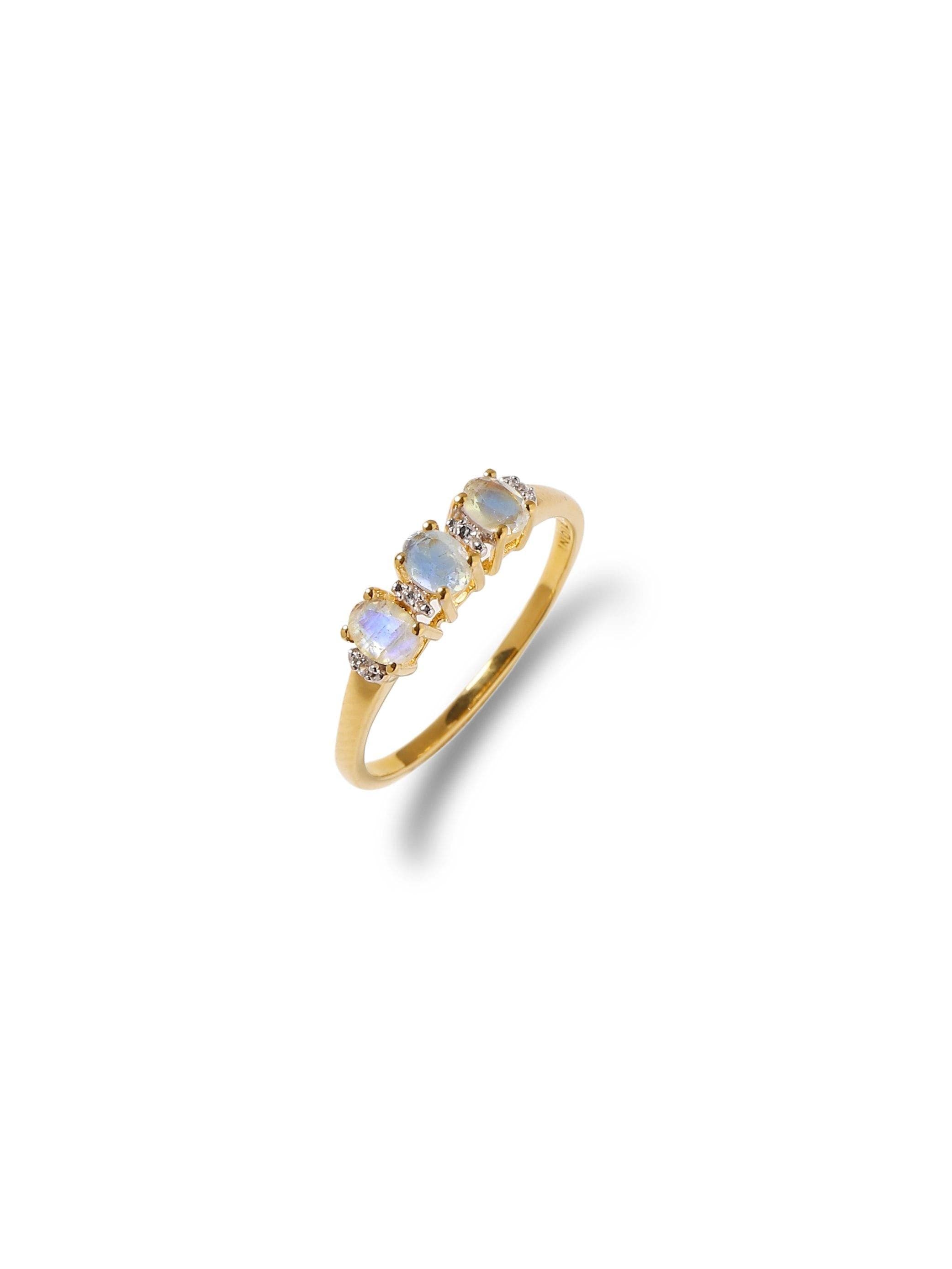 0.46 Ct. Rainbow Moonstone Solid 10k Yellow Gold Ring Jewelry - YoTreasure