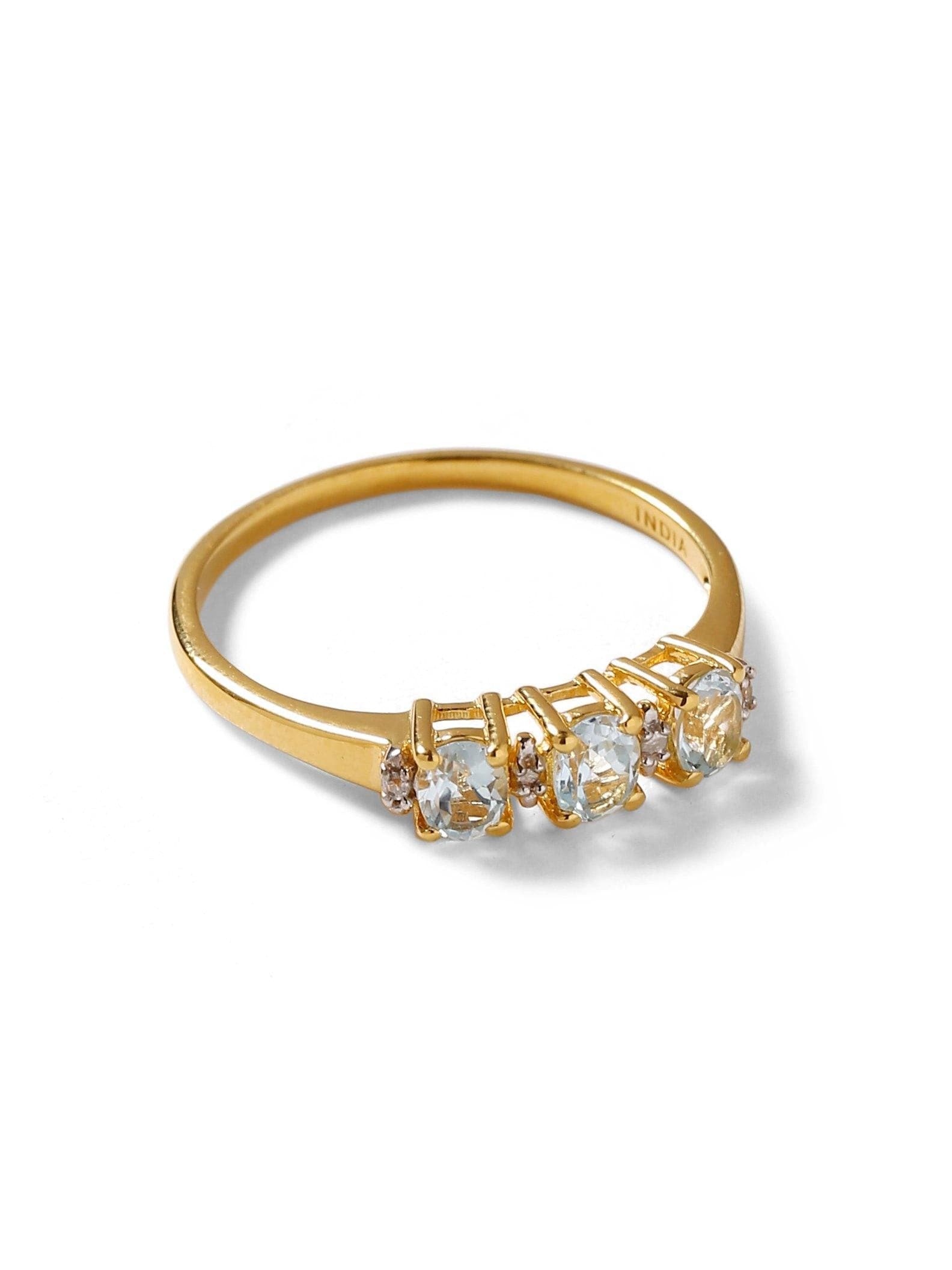 0.46 Ct. Sky Blue Topaz Solid 10k Yellow Gold Ring Jewelry - YoTreasure