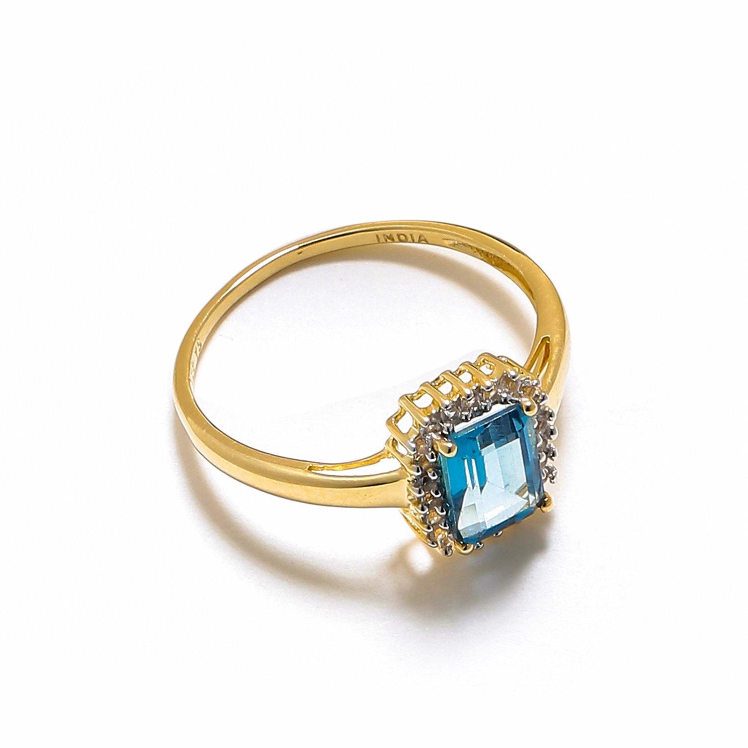 1.34 Ct London Blue Topaz Solid 10k Yellow Gold Ring Jewelry - YoTreasure