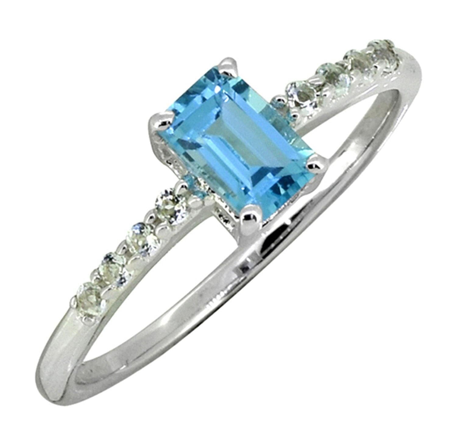 0.64 Ct Swiss Blue Topaz Solid 925 Sterling Silver Ring Jewelry - YoTreasure