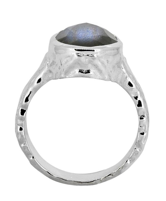 Labradorite Solid 925 Sterling Silver Hammered Finish Ring Jewelry - YoTreasure