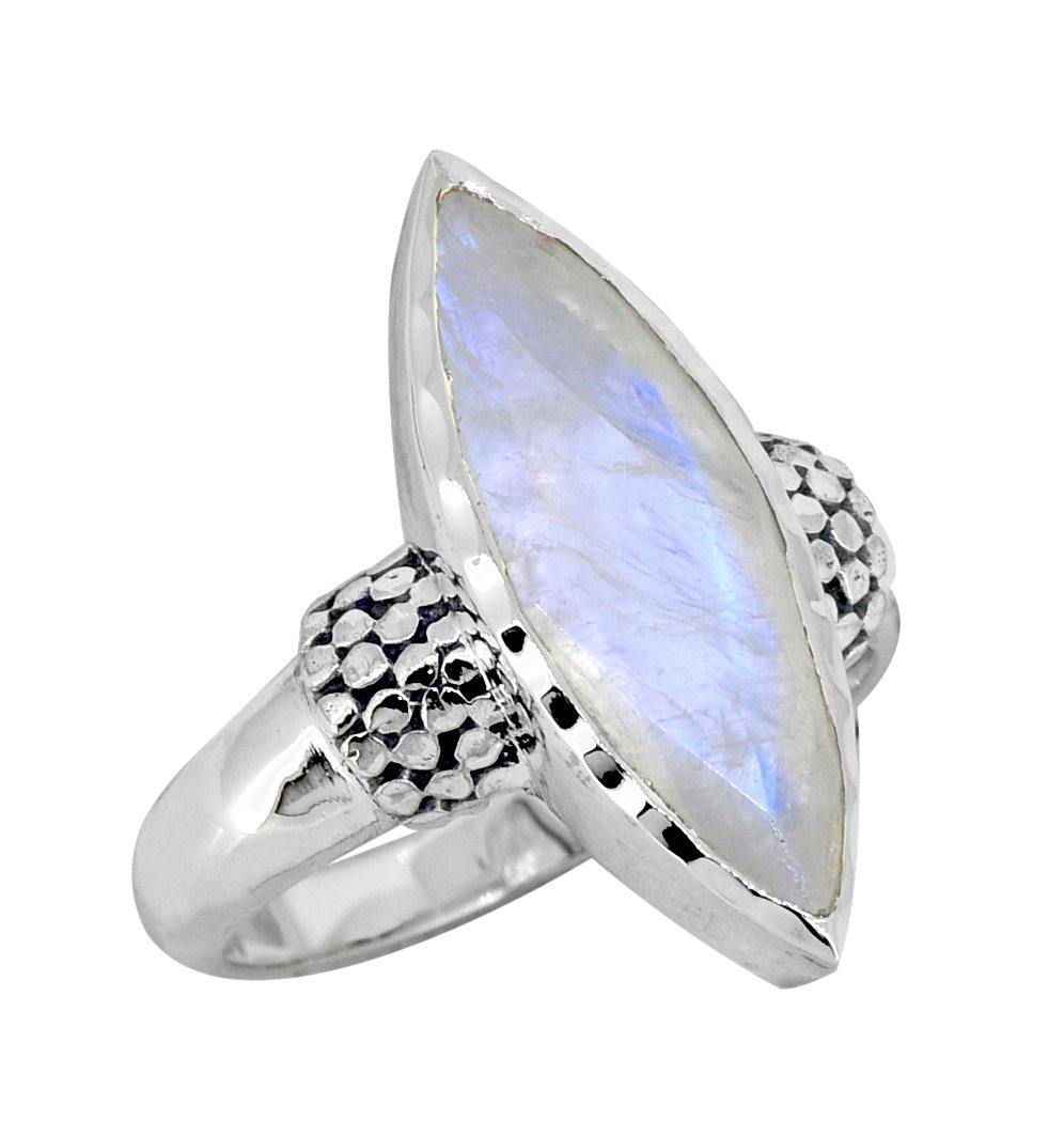 Marquise Moonstone Solid 925 Sterling Silver Ring Jewelry - YoTreasure