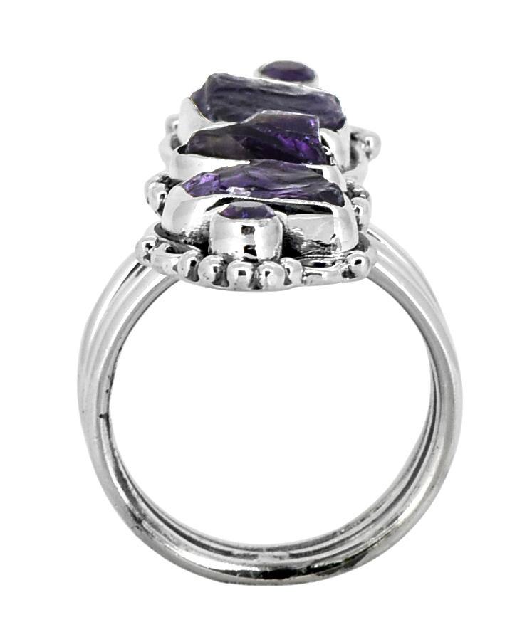 Rough Amethyst Solid 925 Sterling Silver Designer Ring Jewelry - YoTreasure