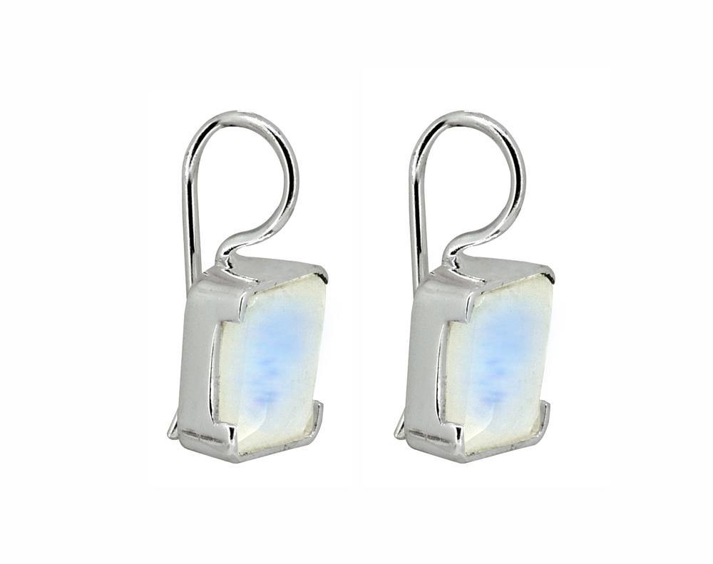 Moonstone Solid 925 Sterling Silver Fixed Wire Earrings - YoTreasure