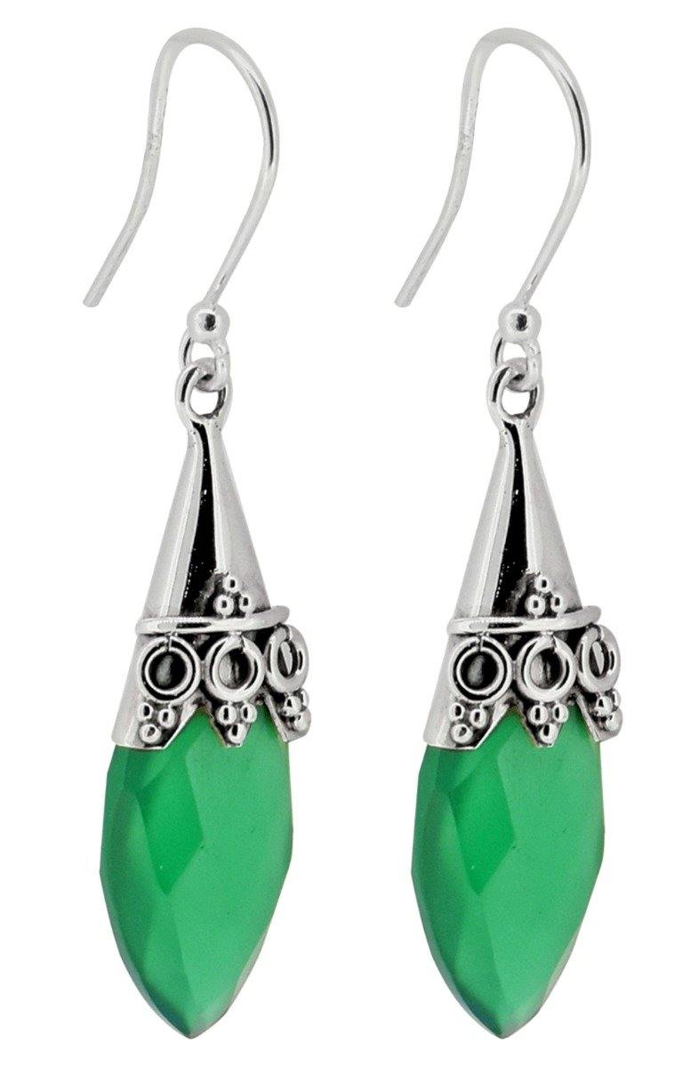 Green Onyx Drop Dangle Earrings Solid 925 Sterling Silver - YoTreasure