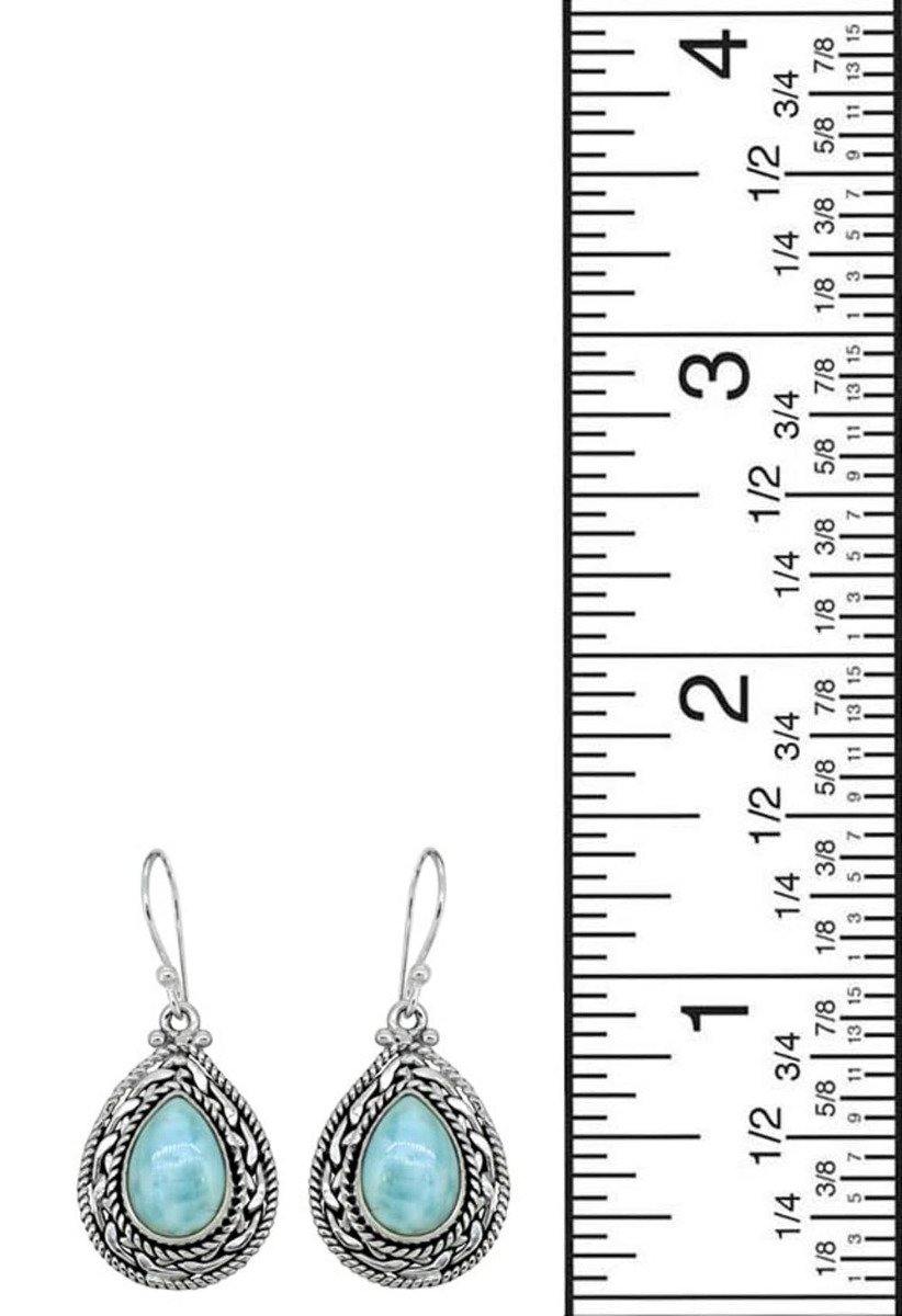 Natural Larimar Solid 925 Sterling Silver Dangle Earrings Jewelry - YoTreasure