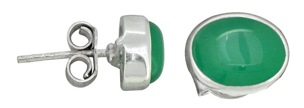 Green Onyx Solid 925 Sterling Silver Stud Earrings - YoTreasure