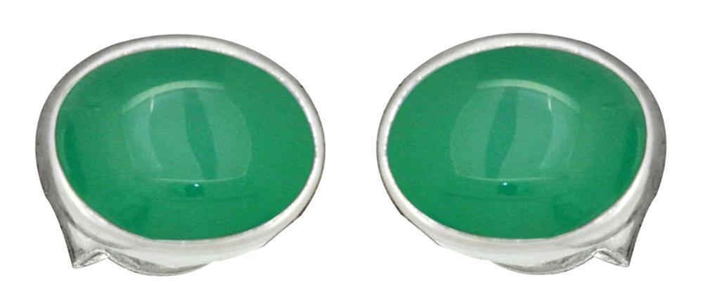 Green Onyx Solid 925 Sterling Silver Stud Earrings - YoTreasure