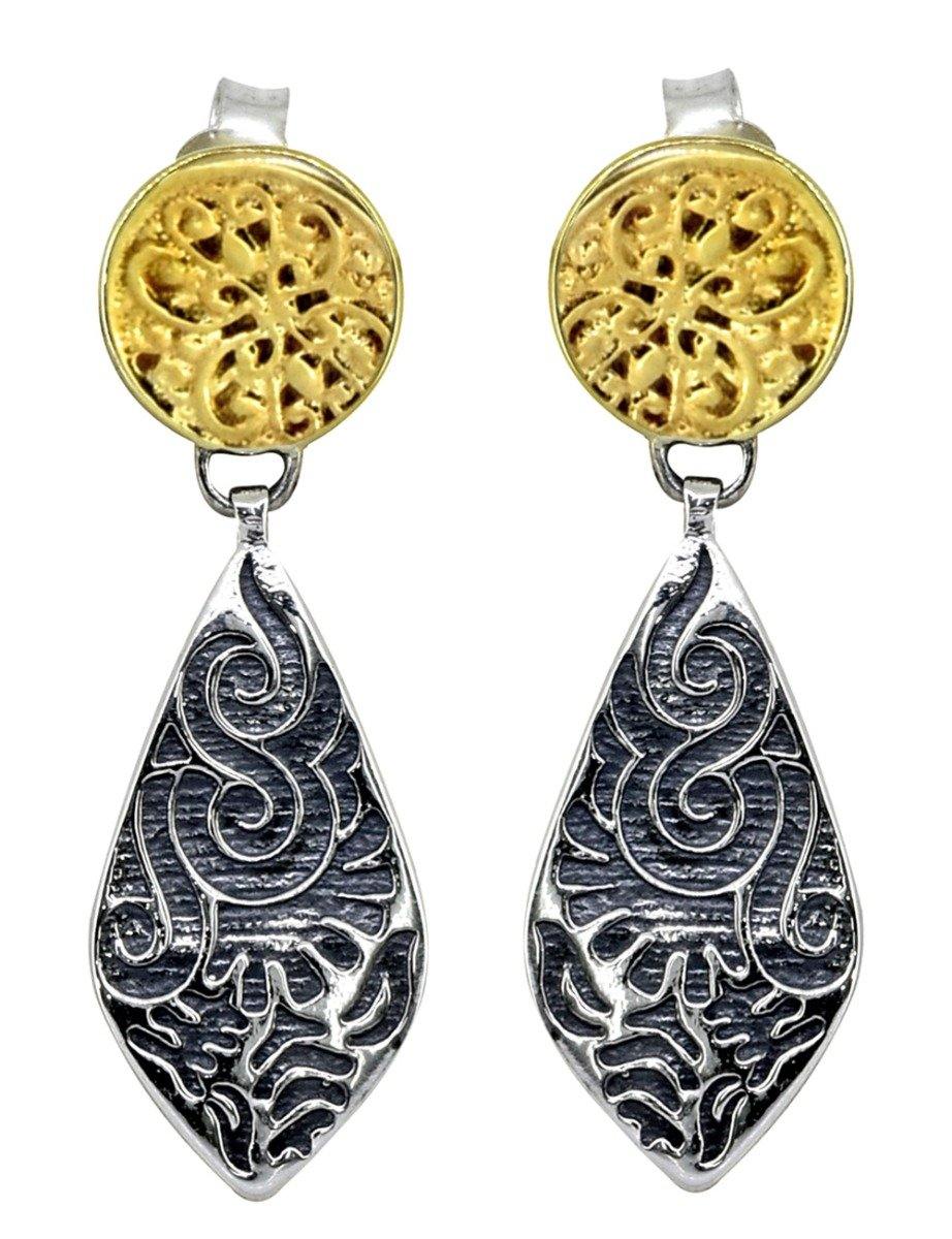 Solid 925 Sterling Silver Brass Dangle Earrings Jewelry - YoTreasure
