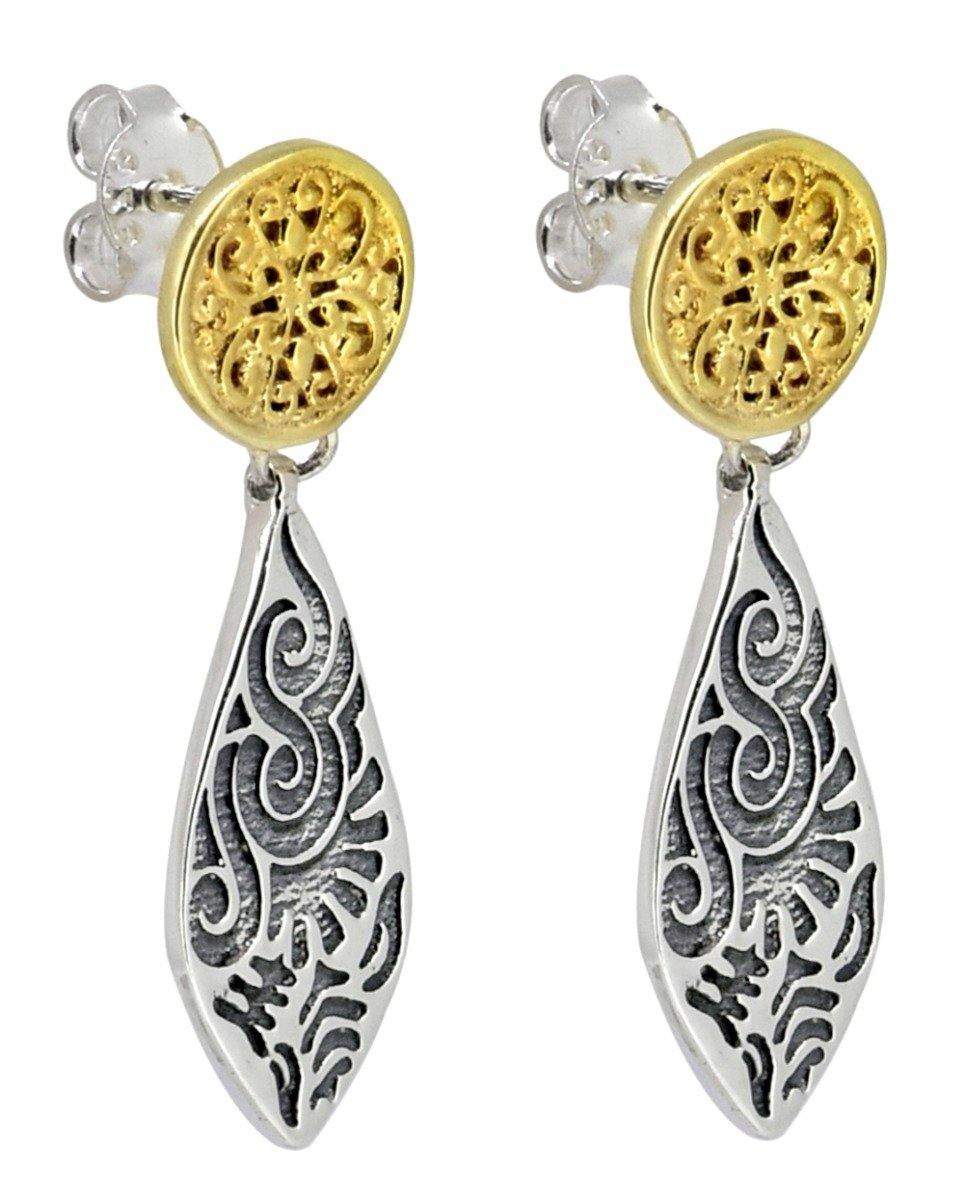 Solid 925 Sterling Silver Brass Dangle Earrings Jewelry - YoTreasure