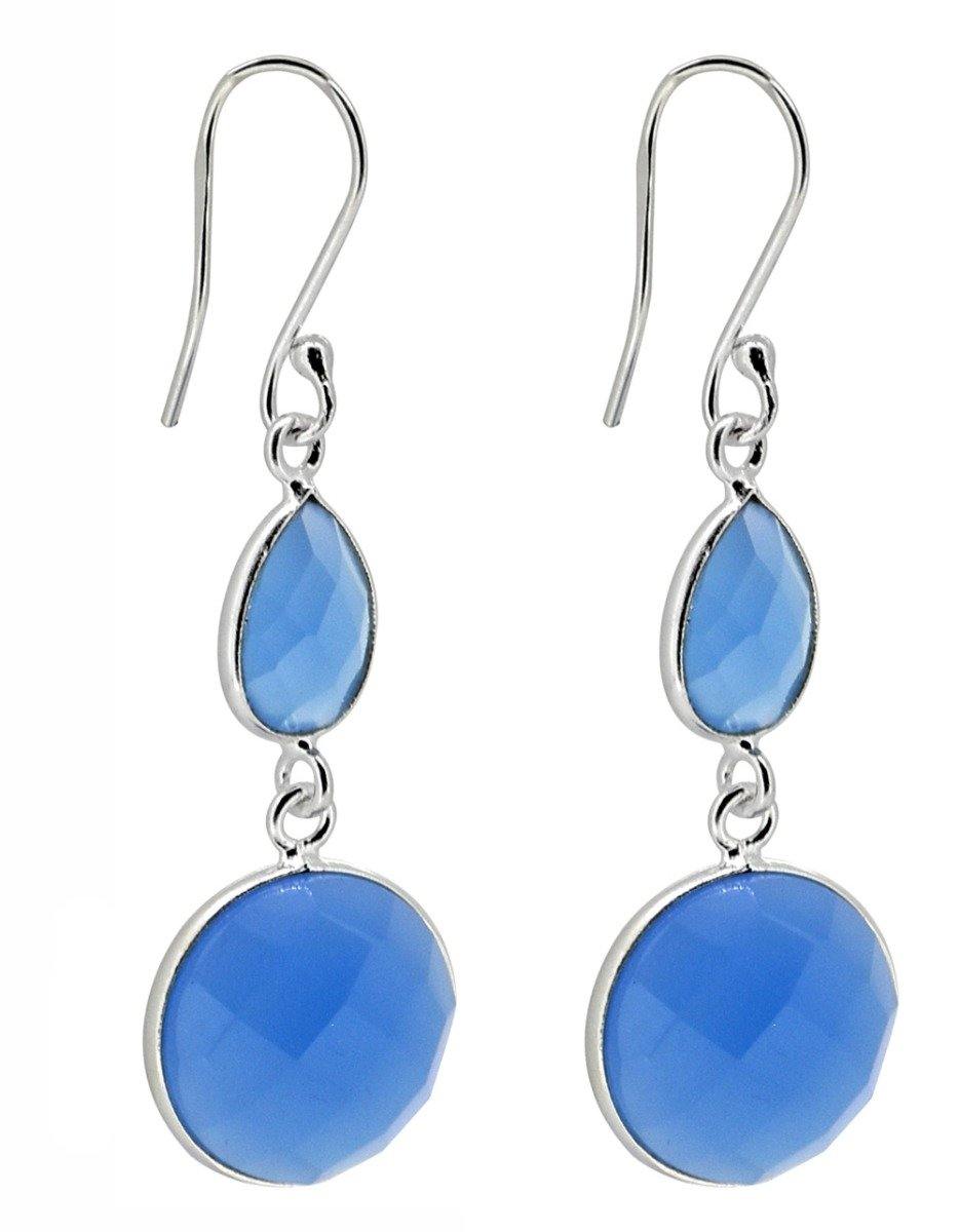 Blue Chalcedony Solid 925 Sterling Silver Dangle Earrings - YoTreasure