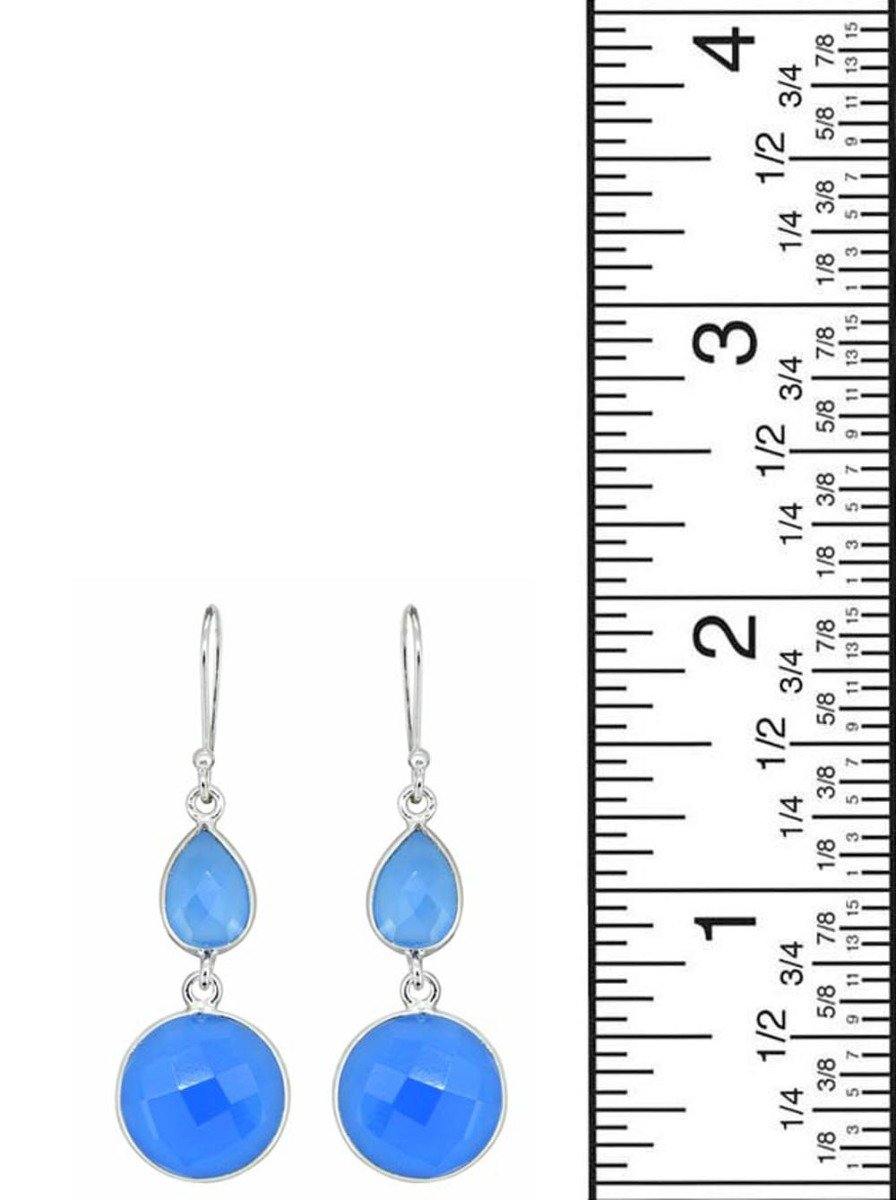 Blue Chalcedony Solid 925 Sterling Silver Dangle Earrings - YoTreasure