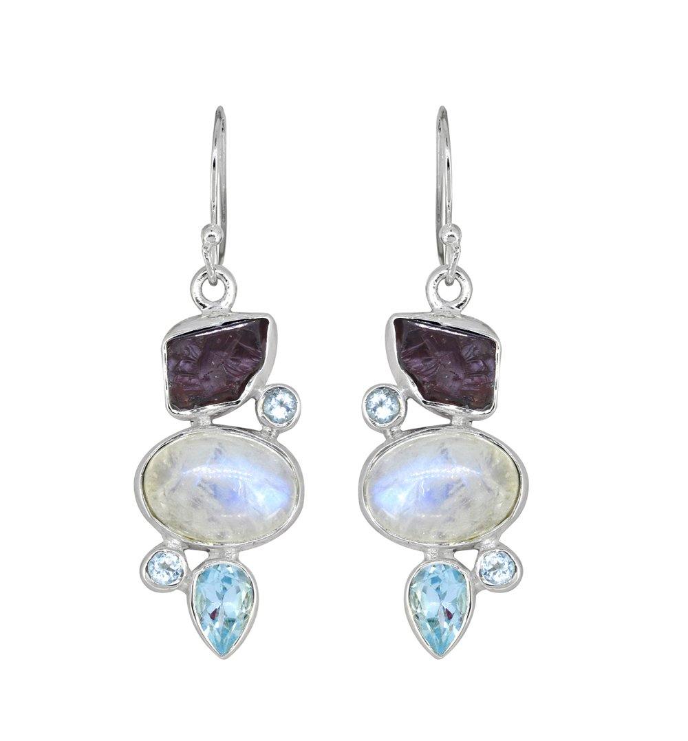 Moonstone Solid 925 Sterling Silver Dangle Earrings - YoTreasure