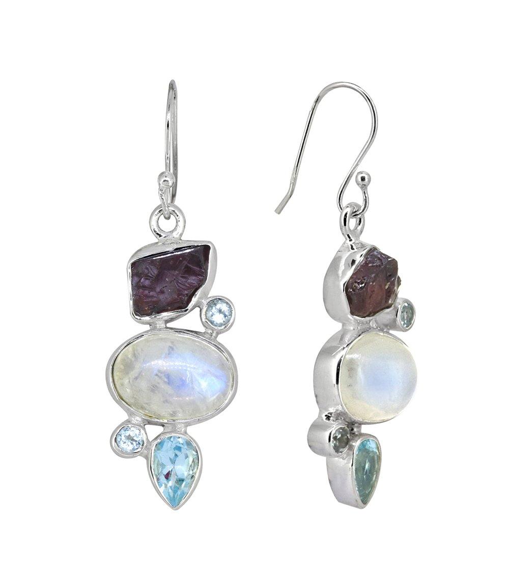 Moonstone Solid 925 Sterling Silver Dangle Earrings - YoTreasure