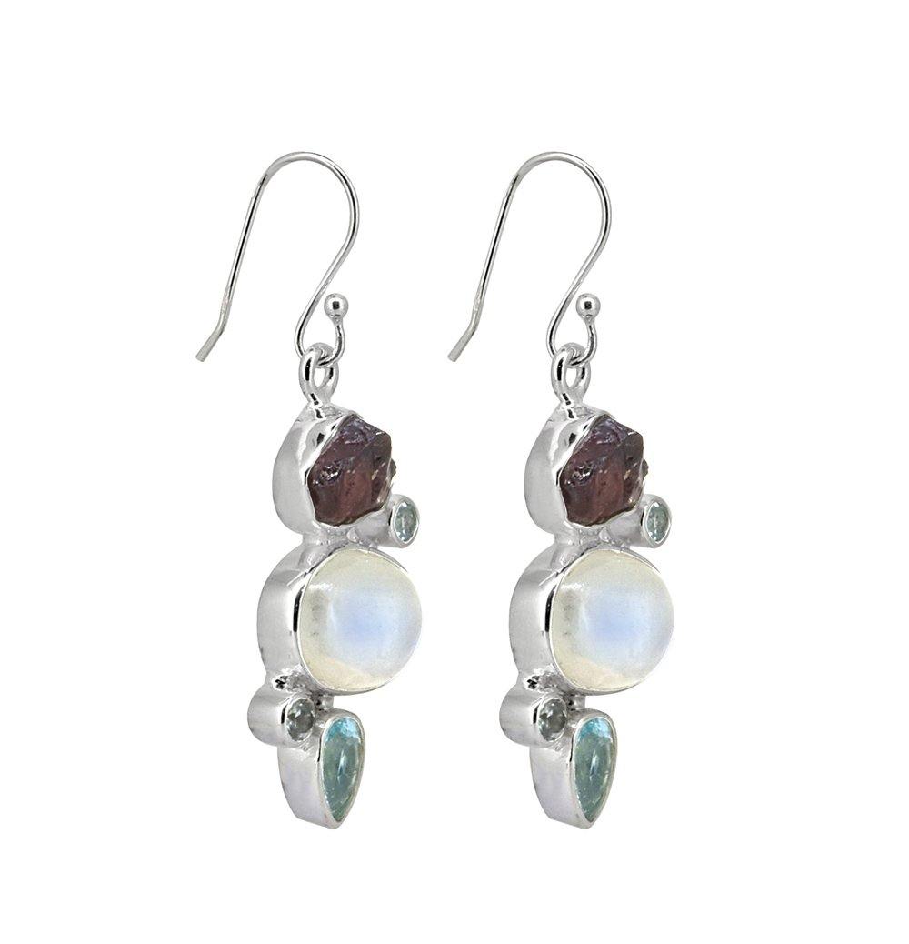 Moonstone Solid 925 Sterling Silver Dangle Earrings - YoTreasure