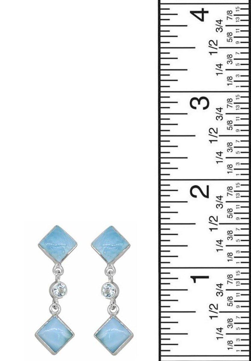 Larimar  Blue Topaz Solid 925 Sterling Silver Dangle Earrings Jewelry - YoTreasure
