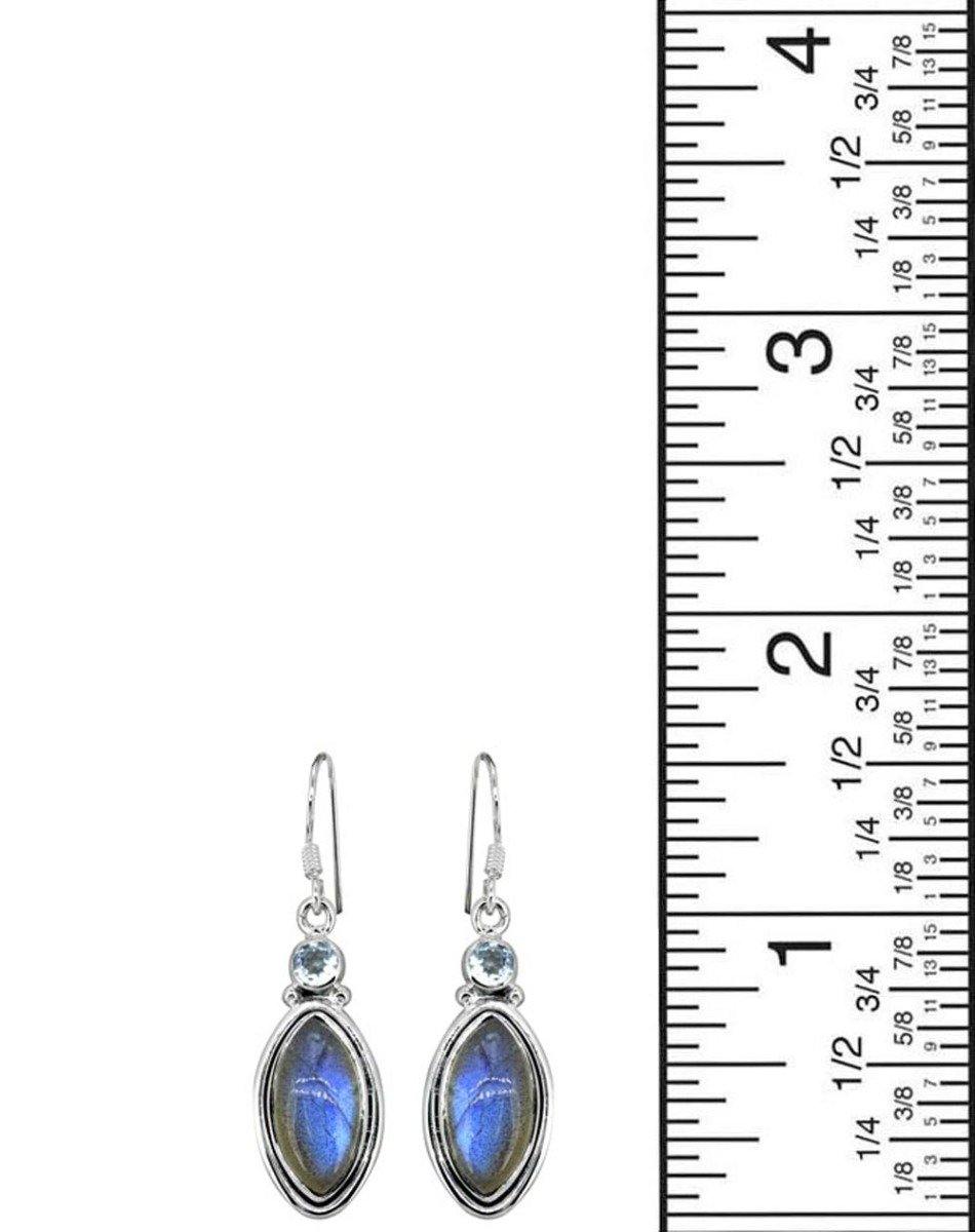 Labradorite Blue Topaz Solid 925 Sterling Silver Earrings - YoTreasure