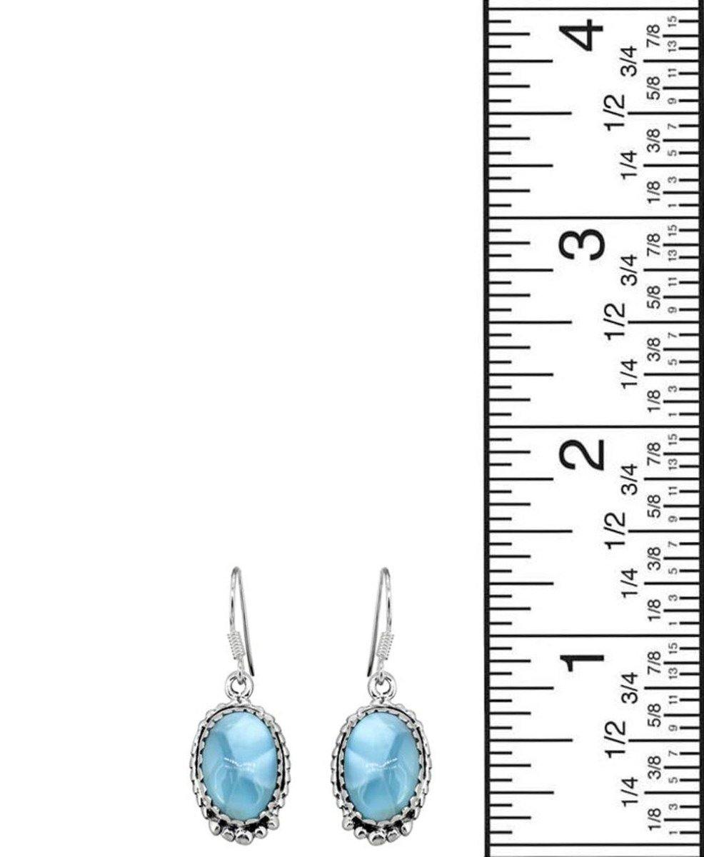 Natural Larimar Solid 925 Sterling Silver Dangle Earrings - YoTreasure