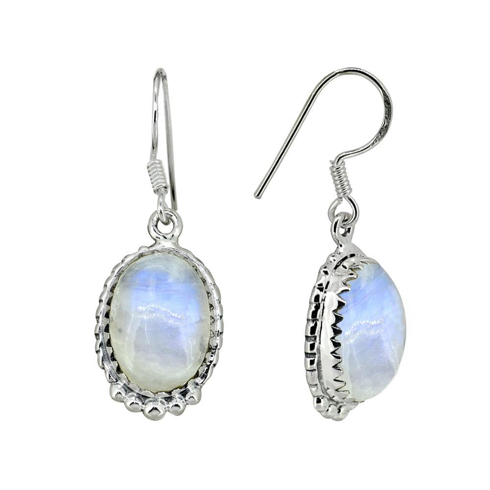 Moonstone Solid 925 Sterling Silver Dangle Earrings - YoTreasure
