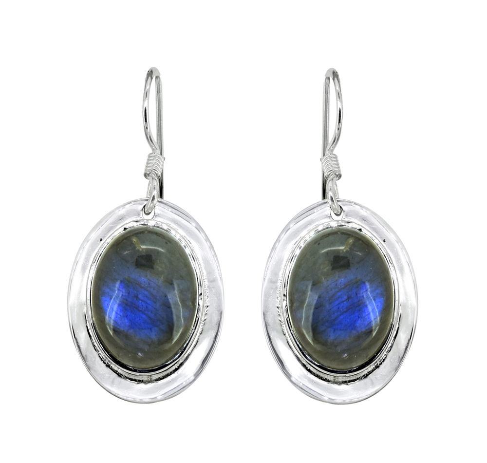 Labradorite Solid 925 Sterling Silver Dangle Earrings - YoTreasure