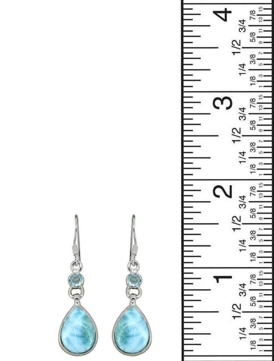 Larimar Blue Topaz Solid 925 Sterling Silver Dangle Earrings - YoTreasure