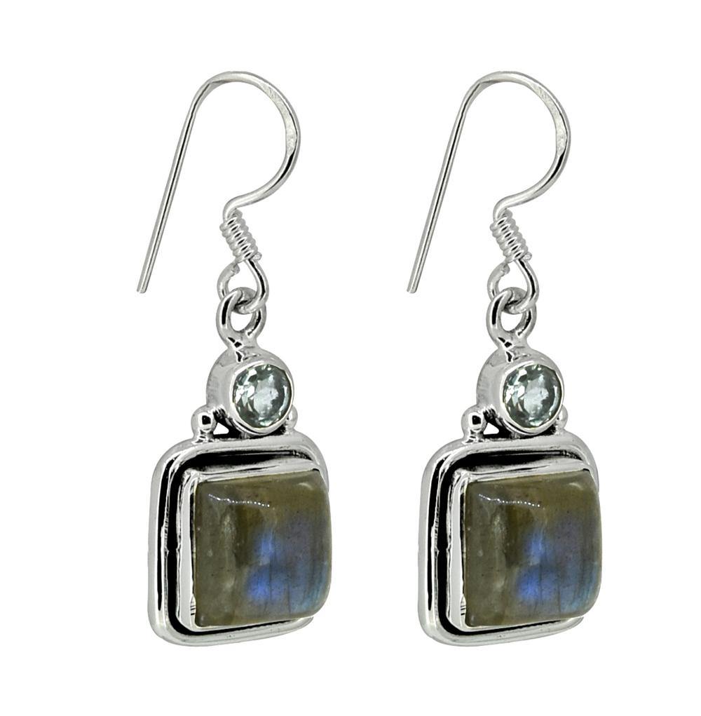 Labradorite Solid 925 Sterling Silver Dangle Earrings - YoTreasure