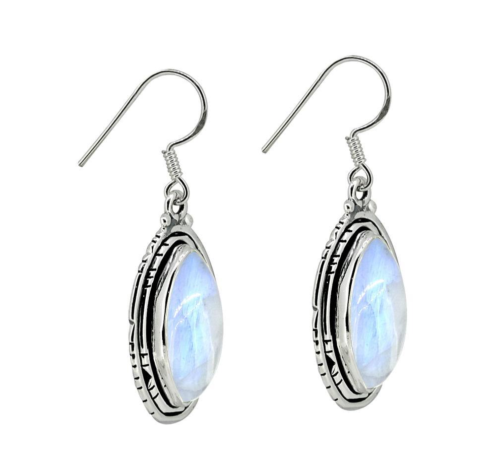 Moonstone Solid 925 Sterling Silver Dangle Earrings - YoTreasure