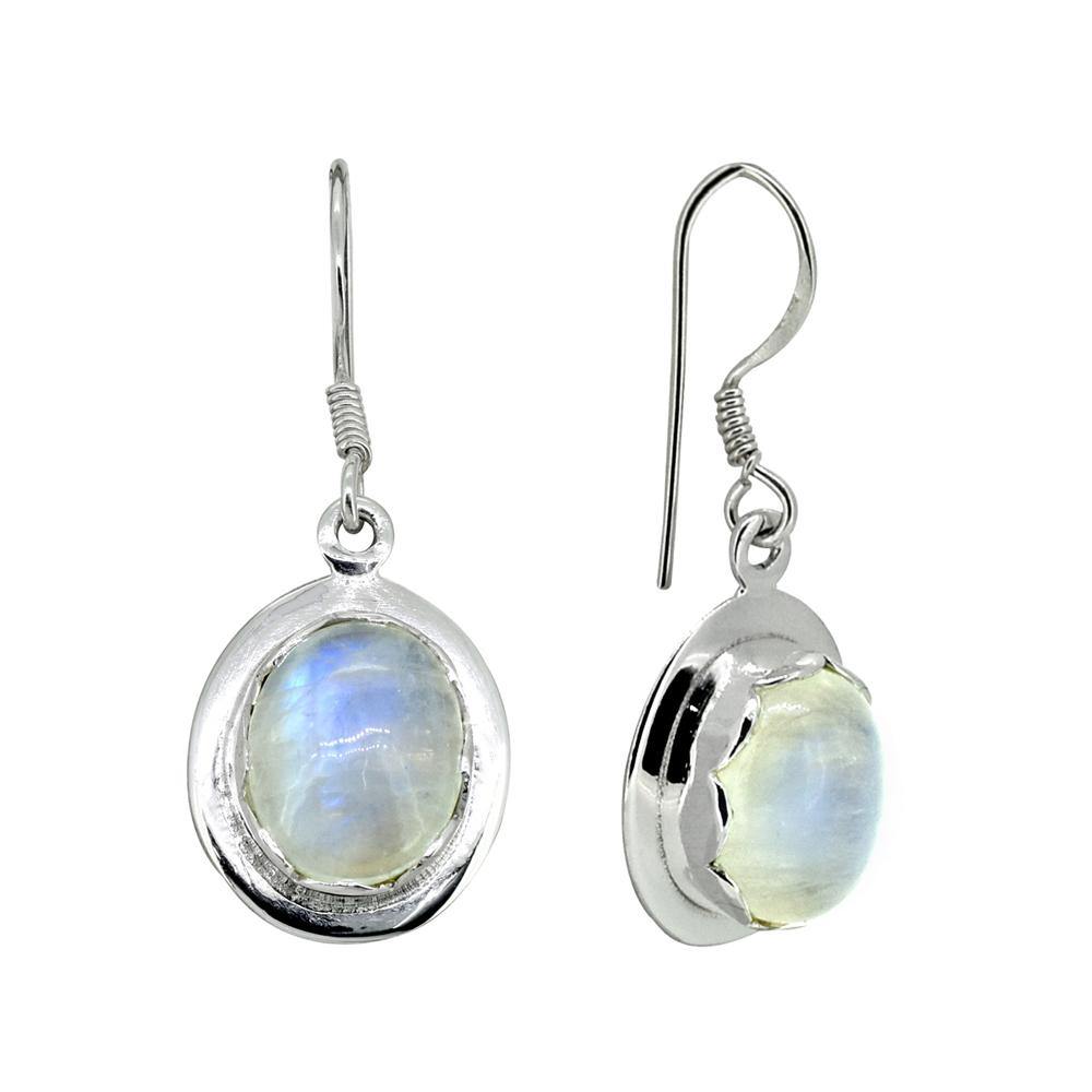 Rainbow Moonstone Solid 925 Sterling Silver Dangle Earrings - YoTreasure