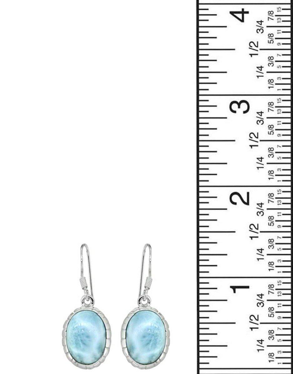 Natural Larimar Solid 925 Sterling Silver Dangle Earrings - YoTreasure