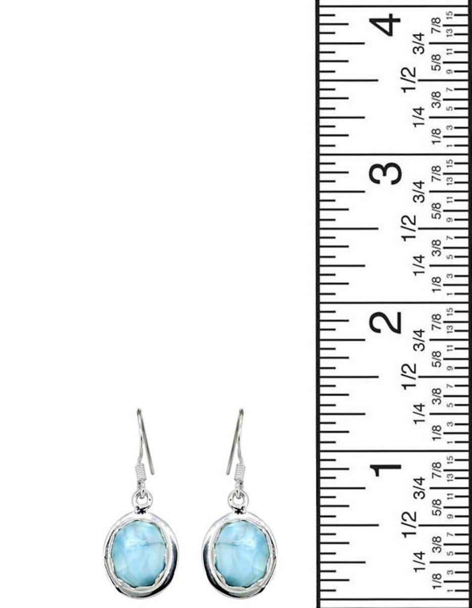 Natural Larimar Solid 925 Sterling Silver Dangle Earrings Jewelry - YoTreasure