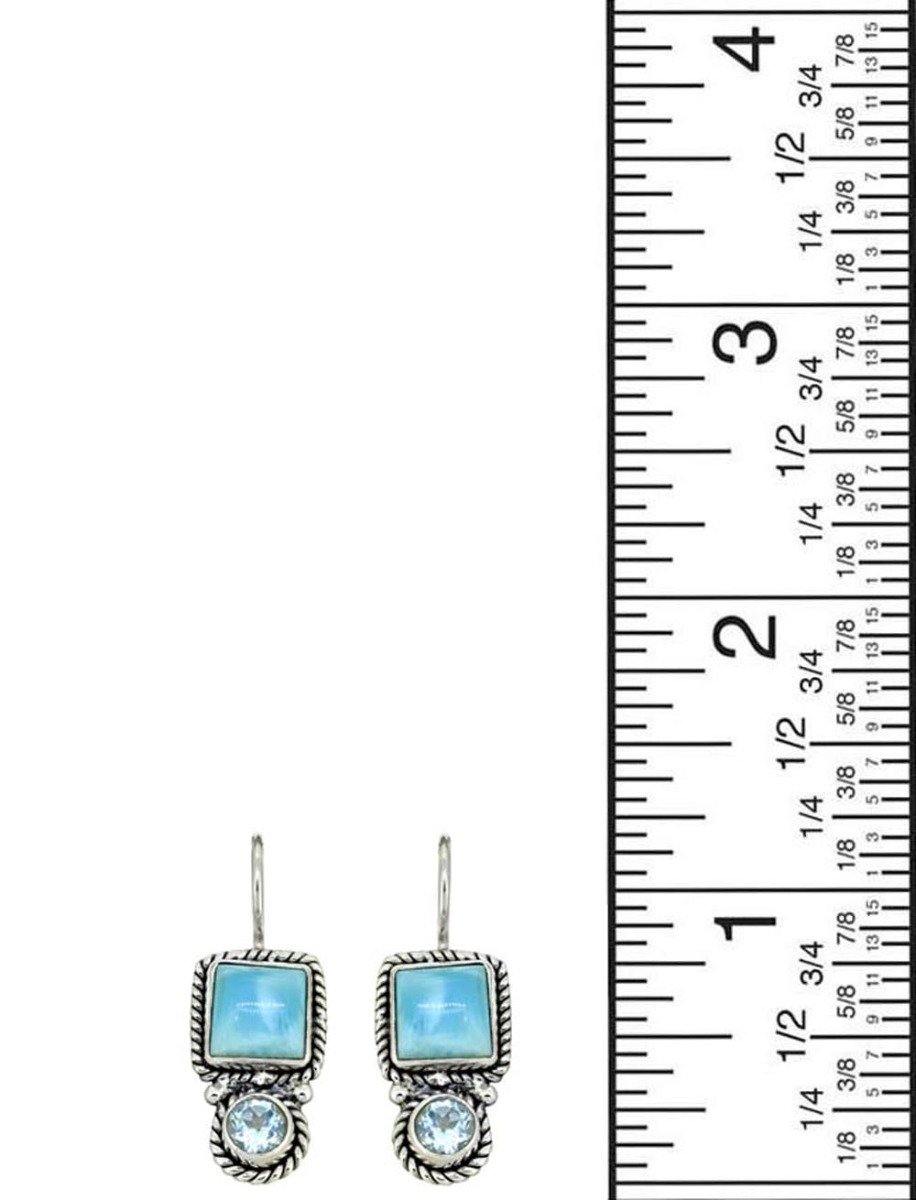 Larimar Blue Topaz Solid 925 Sterling Silver Dangle Earrings - YoTreasure