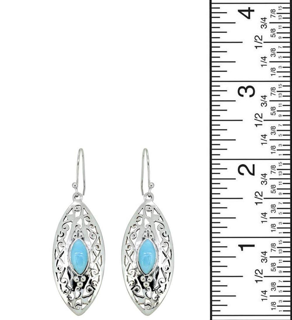 2.12" Larimar Solid 925 Sterling Silver Designer Dangle Earrings Jewelry - YoTreasure