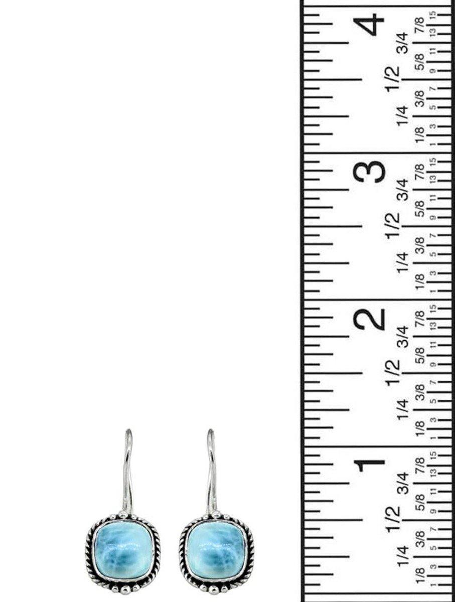 1.10" Larimar Solid 925 Sterling Silver Fixed Wire Earrings - YoTreasure