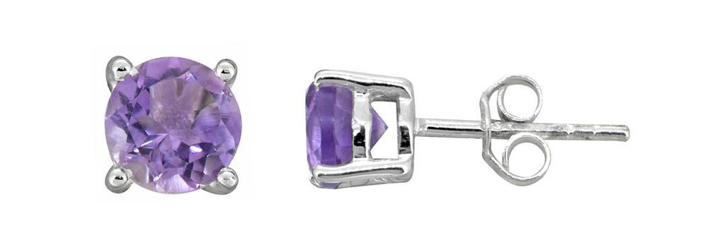 Purple Amethyst Sterling Silver Gemstone Earrings - YoTreasure