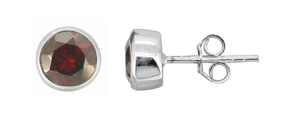 Natural Garnet Solid 925 Sterling Silver Stud Earrings Jewelry - YoTreasure