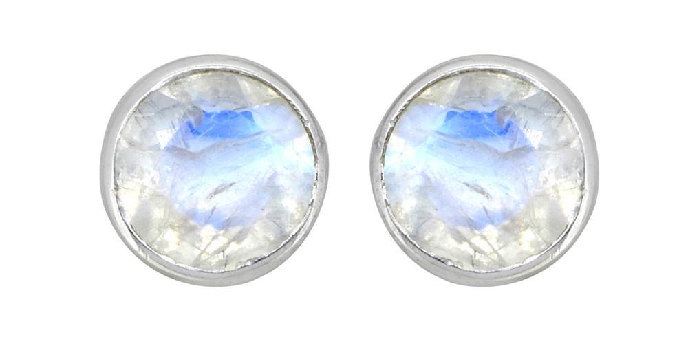 Rainbow Moonstone Solid 925 Sterling Silver Stud Earrings - YoTreasure