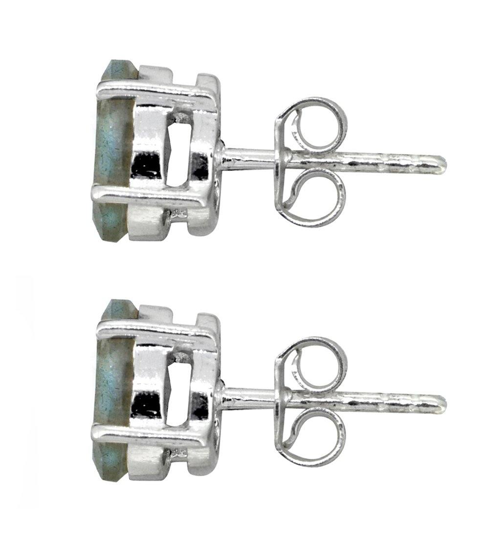 Labradorite Solid 925 Sterling Silver Stud Earrings - YoTreasure