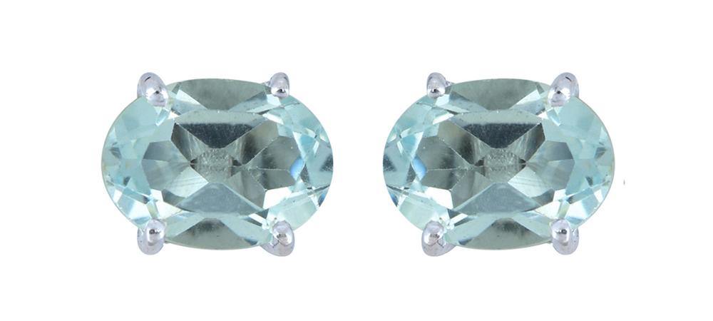 Blue Topaz Solid 925 Sterling Silver Stud Earrings - YoTreasure