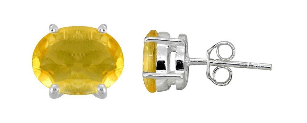 Citrine Solid 925 Sterling Silver Stud Earrings - YoTreasure