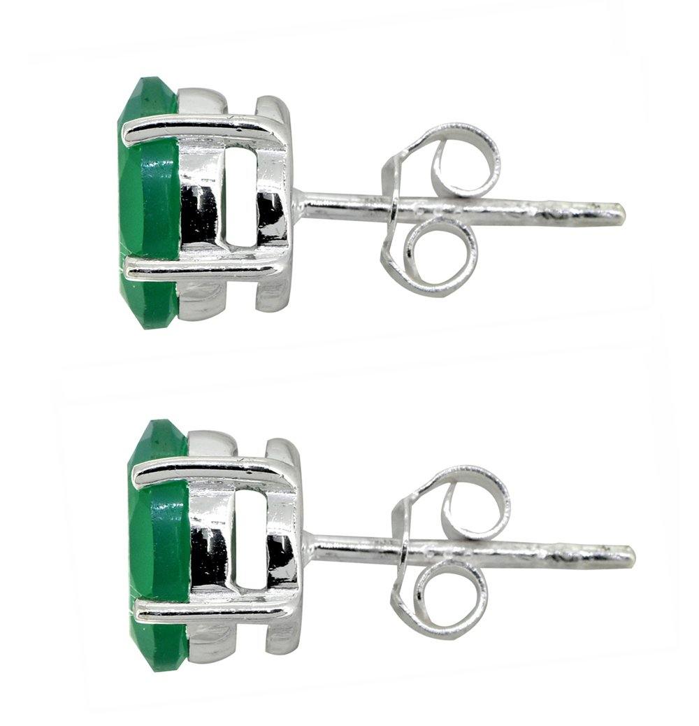 Green Onyx Solid 925 Sterling Silver Stud Earrings - YoTreasure