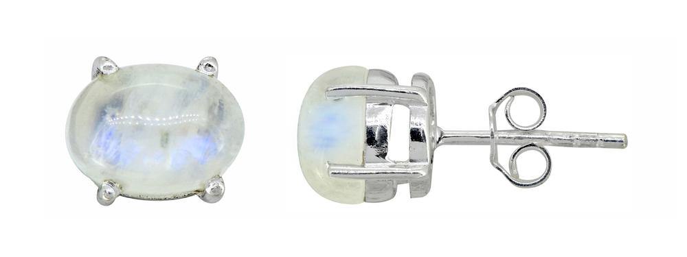 Rainbow Moonstone Solid 925 Sterling Silver Stud Earrings - YoTreasure