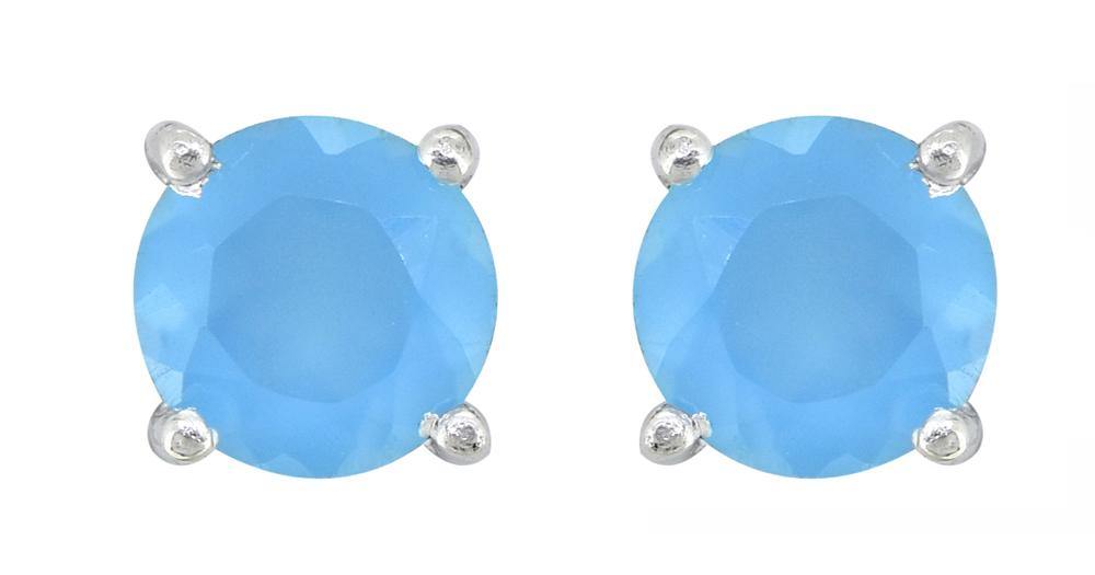 Blue Chalcedony Solid 925 Sterling Silver Stud Earrings Jewelry - YoTreasure