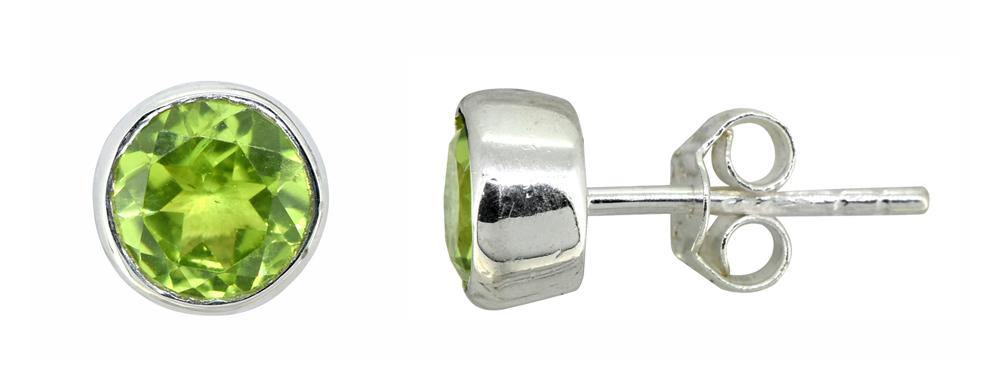 Peridot Solid 925 Sterling Silver Stud Earrings - YoTreasure