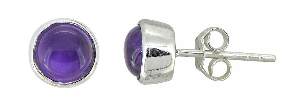 Natural Amethyst Solid 925 Sterling Silver Stud Earrings - YoTreasure