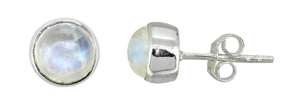 Rainbow Moonstone Solid 925 Sterling Silver Stud Earrings - YoTreasure