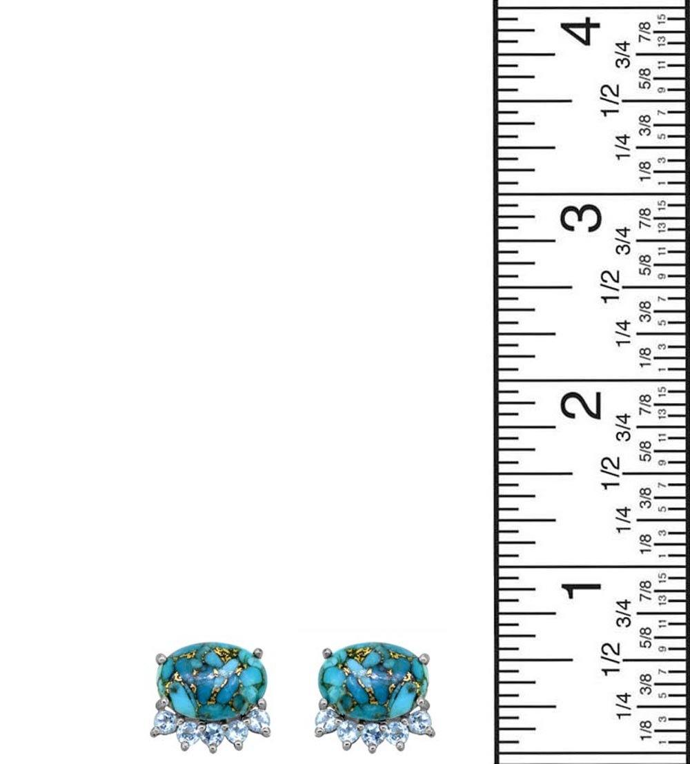 Turquoise Solid 925 Sterling Silver Cluster Stud Earrings - YoTreasure