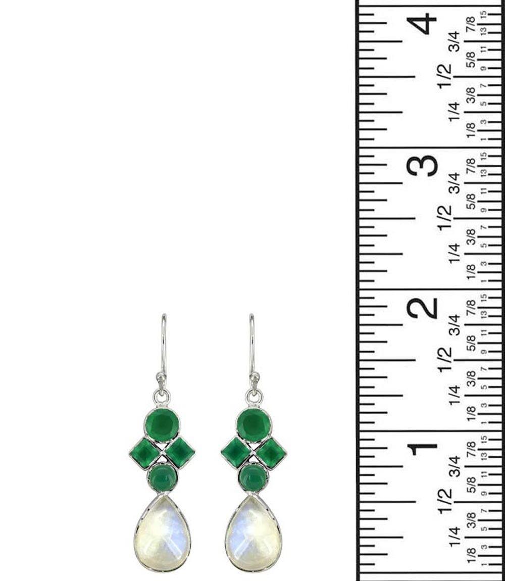 1.88" Moonstone Green Onyx Gemstone Earrings - YoTreasure