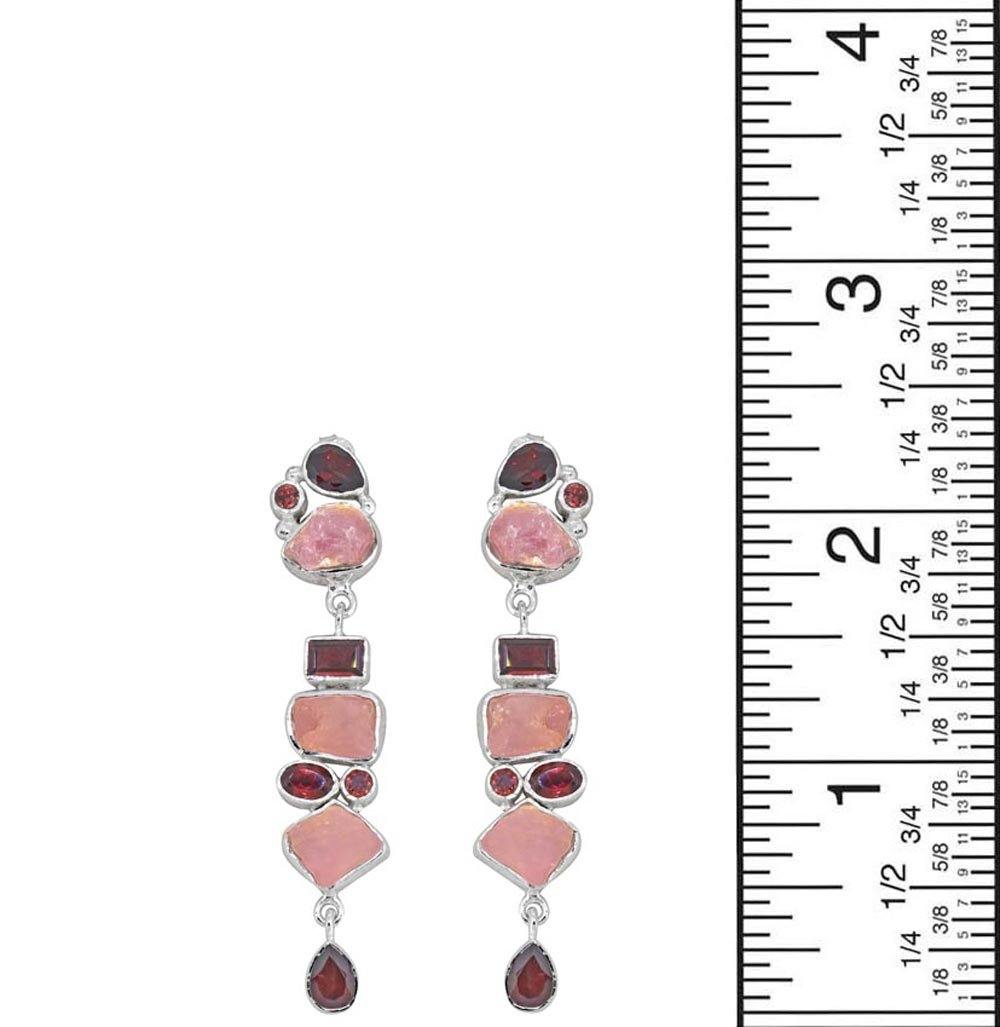 2.32" Raw Rose Quartz Garnet Gemstone Earrings - YoTreasure