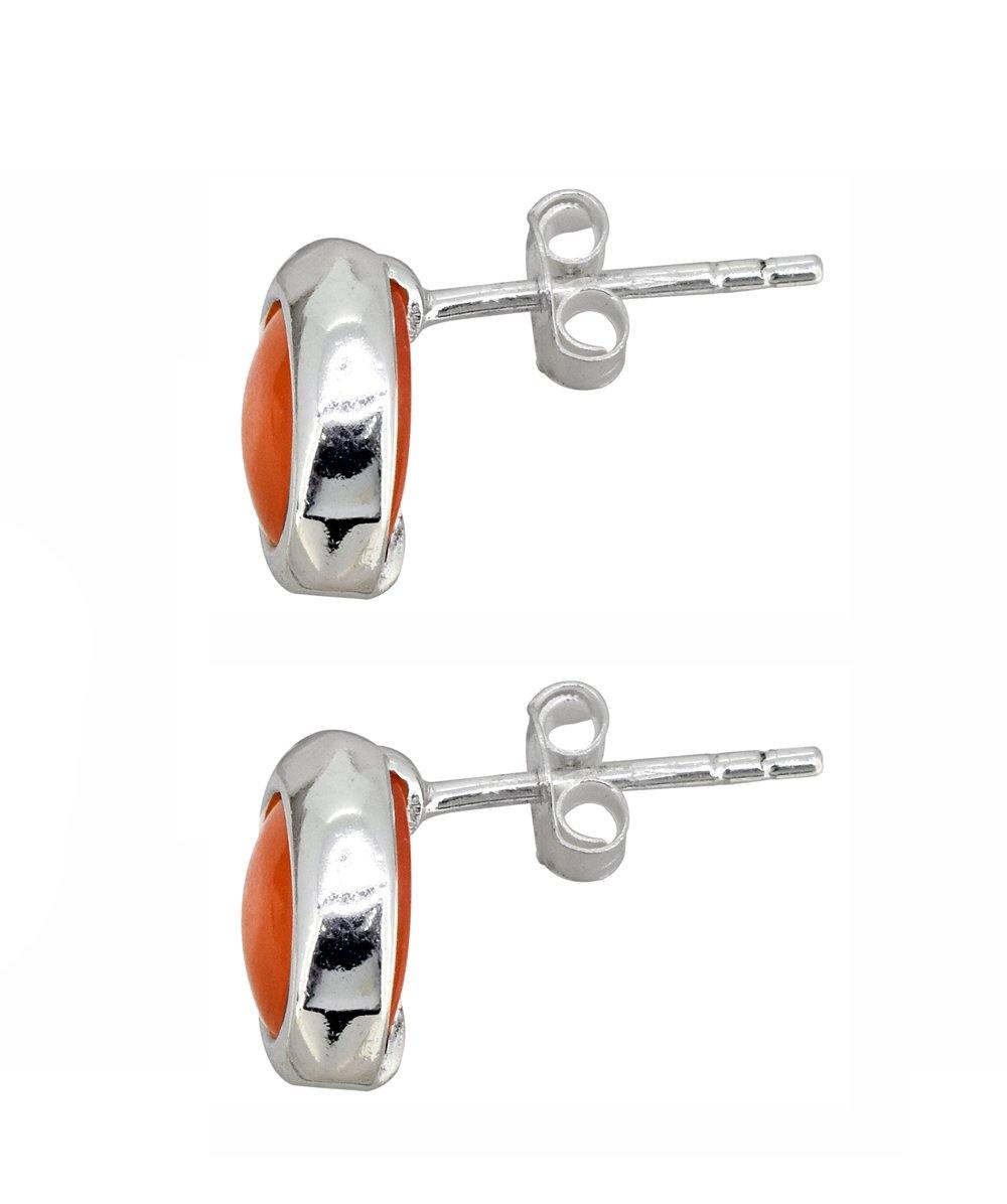 Carnelian Solid 925 Sterling Silver Stud Earrings - YoTreasure